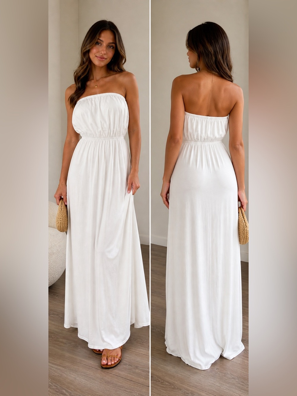 Strapless White Maxi Dress - Classic Summer Style